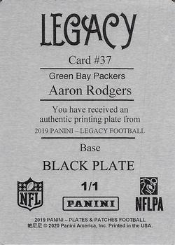 2019 Panini Plates & Patches - 2019 Legacy Printing Plates Black #37 Aaron Rodgers Back
