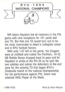 1984-85 BYU Cougars National Champions #NNO Adam Hysbert Back