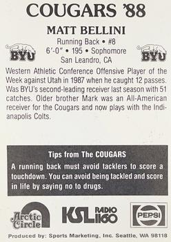 1988 BYU Cougars Safety #NNO Matt Bellini Back