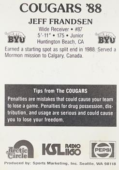 1988 BYU Cougars Safety #NNO Jeff Frandsen Back