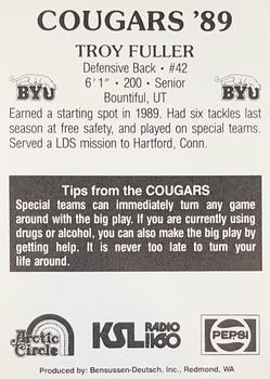 1989 BYU Cougars Safety #NNO Troy Fuller Back