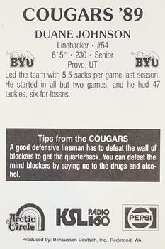 1989 BYU Cougars Safety #NNO Duane Johnson Back