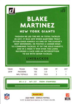 2020 Donruss - Press Proof Blue #109 Blake Martinez Back