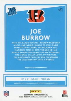 2020 Donruss - Press Proof Blue #301 Joe Burrow Back