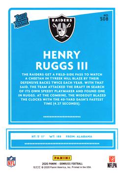 2020 Donruss - Press Proof Blue #308 Henry Ruggs III Back