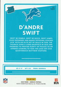 2020 Donruss - Press Proof Blue #309 D'Andre Swift Back