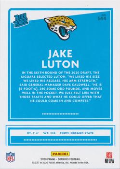 2020 Donruss - Press Proof Blue #344 Jake Luton Back