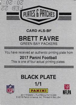 2017 Panini Plates & Patches - 2017 Panini Legends of the Shield Black Plate #LS-BF Brett Favre Back