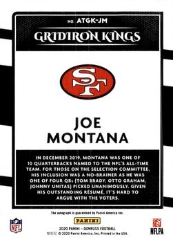 2020 Donruss - All-Time Gridiron Kings Autographs #ATGK-JM Joe Montana Back