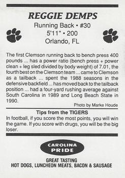 1989 Clemson Tigers #NNO Reggie Demps Back