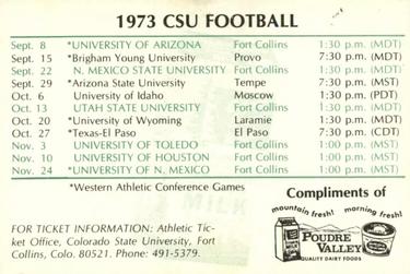 1973 Colorado State Rams #NNO Willie Miller Back