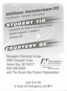 1999 Green Bay Packers Police - Navigator Planning Group #9 William Henderson Back