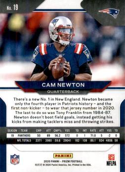 2020 Panini Prizm #19 Cam Newton Back