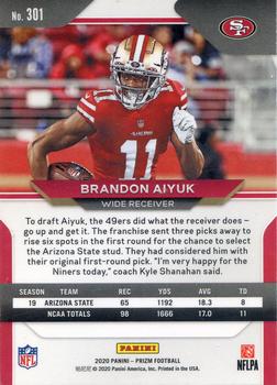 2020 Panini Prizm #301 Brandon Aiyuk Back