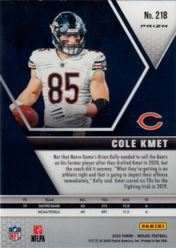 2020 Panini Mosaic - Choice Prizm Red and Green #218 Cole Kmet Back