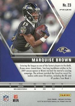 2020 Panini Mosaic - Prizm Reactive Gold #23 Marquise Brown Back