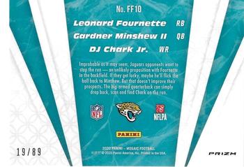 2020 Panini Mosaic - Flea Flicker Prizm Reactive Green #FF10 DJ Chark Jr. / Gardner Minshew II / Leonard Fournette Back