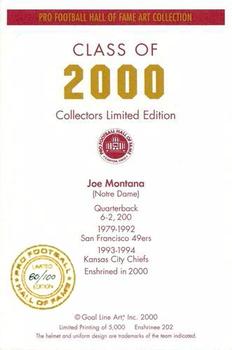 2000 Goal Line HOF Autographs Gold #202 Joe Montana Back