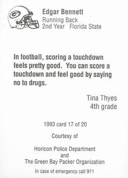 1993 Green Bay Packers Police - Horicon Police Department #17 Edgar Bennett Back