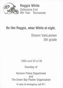 1993 Green Bay Packers Police - Horicon Police Department #20 Reggie White Back