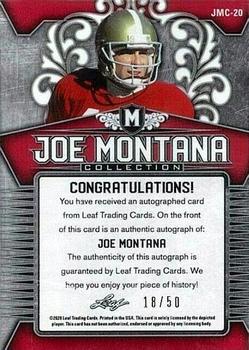 2020 Leaf Metal Joe Montana Collection #JMC-20 Joe Montana Back