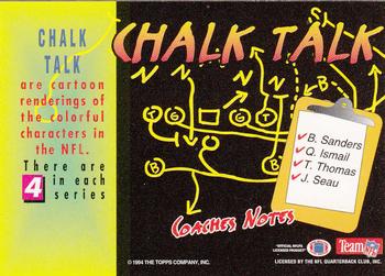 1994 Stadium Club - Coaches Notes #NNO Chalk Talk Back