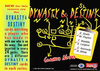 1994 Stadium Club - Coaches Notes #NNO Dynasty & Destiny Back