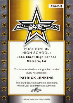 2020 Leaf Metal All American - Tour Autographs Shimmer Black #TA-PJ1 Patrick Jenkins Back
