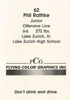 1992 Illinois Fighting Illini #NNO Phil Rathke Back