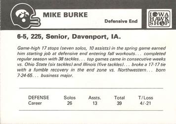 1987 Iowa Hawkeyes #NNO Mike Burke Back
