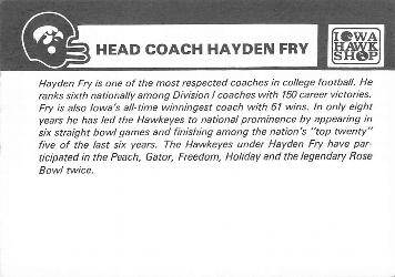 1987 Iowa Hawkeyes #NNO Hayden Fry Back