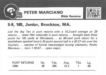 1987 Iowa Hawkeyes #NNO Peter Marciano Back