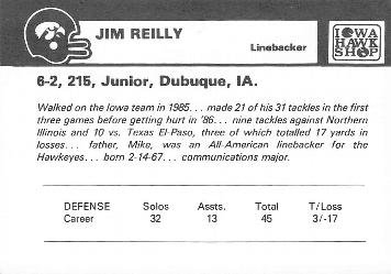 1987 Iowa Hawkeyes #NNO Jim Reilly Back