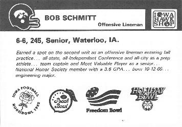 1987 Iowa Hawkeyes #NNO Bob Schmitt Back