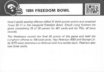 1987 Iowa Hawkeyes #NNO Freedom Bowl Back