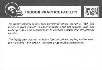 1987 Iowa Hawkeyes #NNO Indoor Practice Facility Back