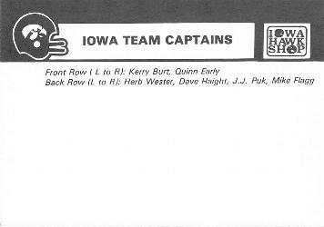 1987 Iowa Hawkeyes #NNO Iowa Team Captains Back