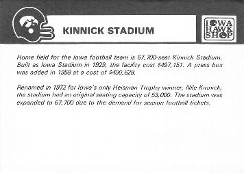 1987 Iowa Hawkeyes #NNO Kinnick Stadium Back