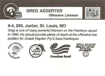1988 Iowa Hawkeyes #NNO Greg Aegerter Back