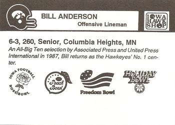 1988 Iowa Hawkeyes #NNO Bill Anderson Back