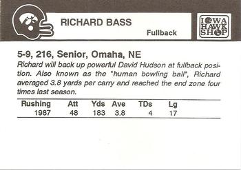 1988 Iowa Hawkeyes #NNO Richard Bass Back