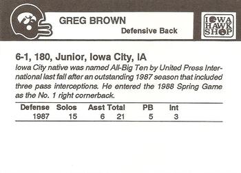 1988 Iowa Hawkeyes #NNO Greg Brown Back