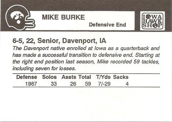 1988 Iowa Hawkeyes #NNO Mike Burke Back