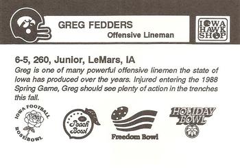1988 Iowa Hawkeyes #NNO Greg Fedders Back