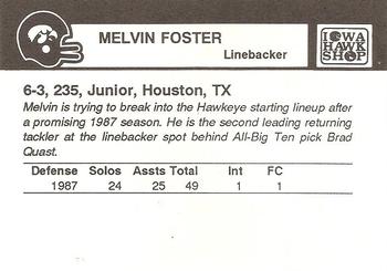 1988 Iowa Hawkeyes #NNO Melvin Foster Back