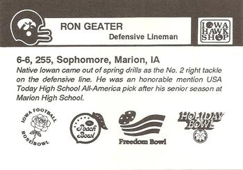 1988 Iowa Hawkeyes #NNO Ron Geater Back