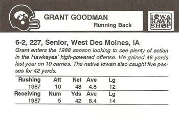 1988 Iowa Hawkeyes #NNO Grant Goodman Back
