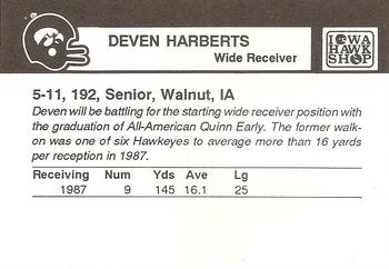 1988 Iowa Hawkeyes #NNO Deven Harberts Back