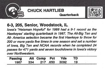 1988 Iowa Hawkeyes #NNO Chuck Hartlieb Back