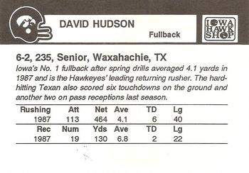 1988 Iowa Hawkeyes #NNO David Hudson Back